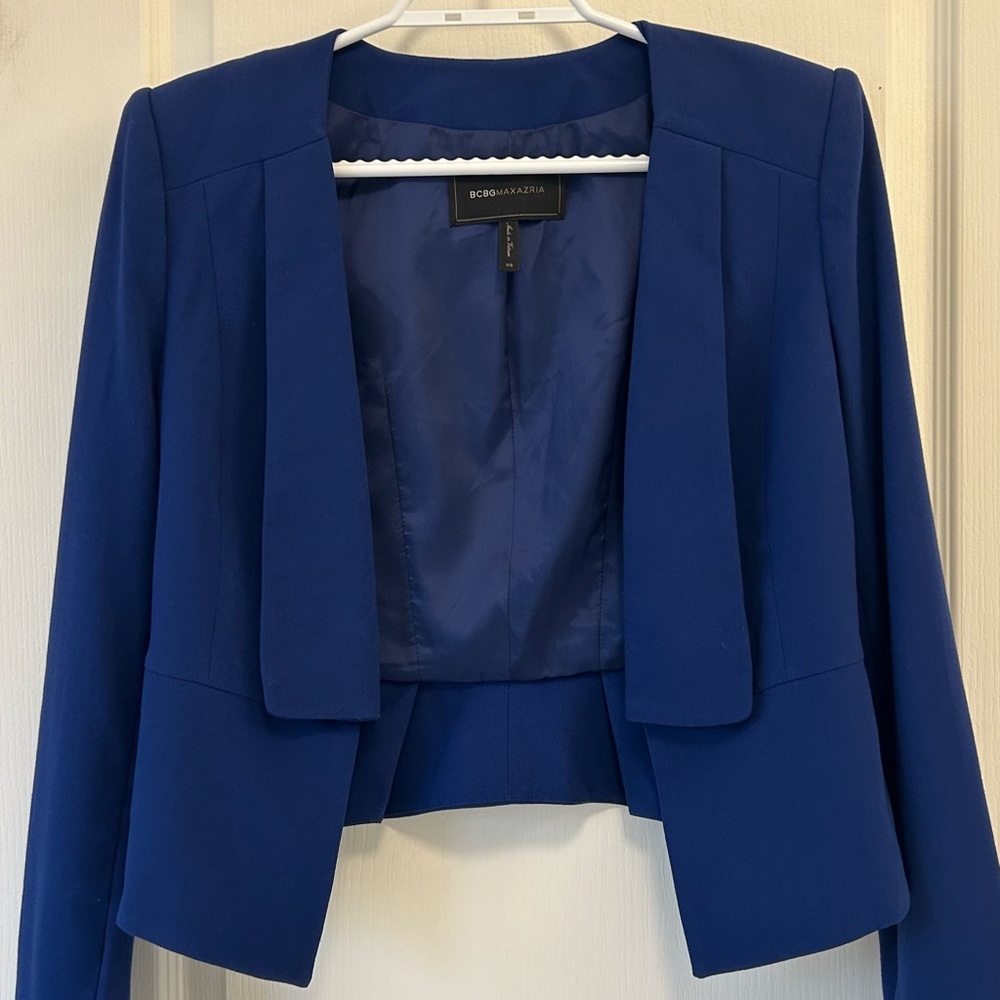 BCBGMaxAzria Cobalt Blue Cropped Open-Front Blazer
